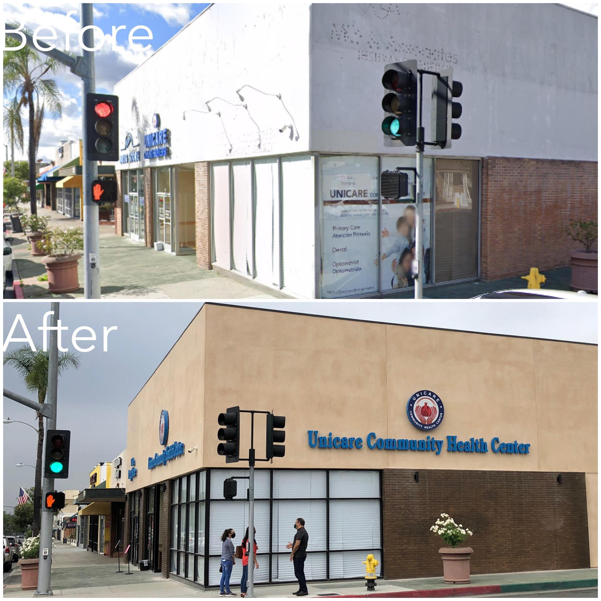 before and after photos of a health center remodel